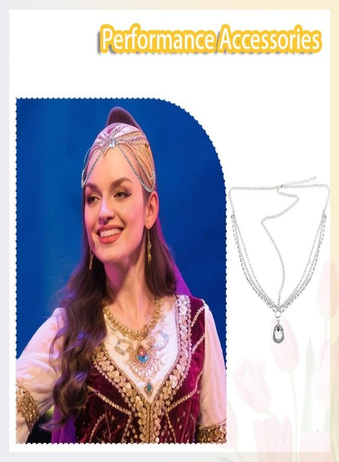 YangQian Rhinestone Headpiece for Women Crystal Chain Forehead Headband Festival Wedding Cosplay Prom Party Headwear Performance Accessories Sparkly Headchain Dance Head Accessories Shiny Headwear for Wedding - Image 4